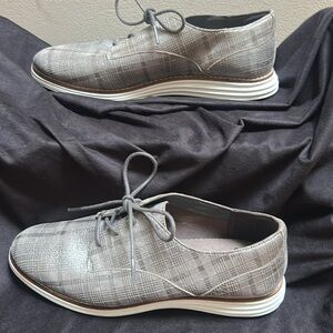 Cole Haan Size 6.5 Original Grand Oxfords Silver Plaid